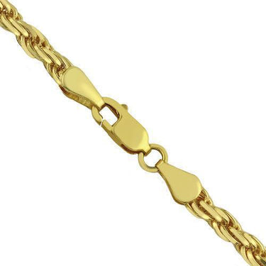 10K Yellow Gold Hollow Mens Rope Chain 3 mm